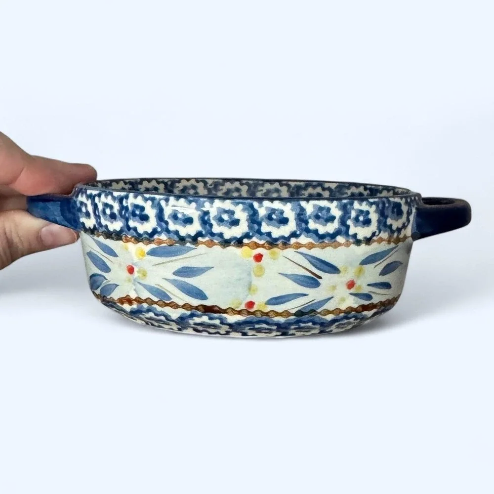 Temp-tations Tara Old World Blue Mini Oval Bake Casserole Dish 9oz Oven Art Deco